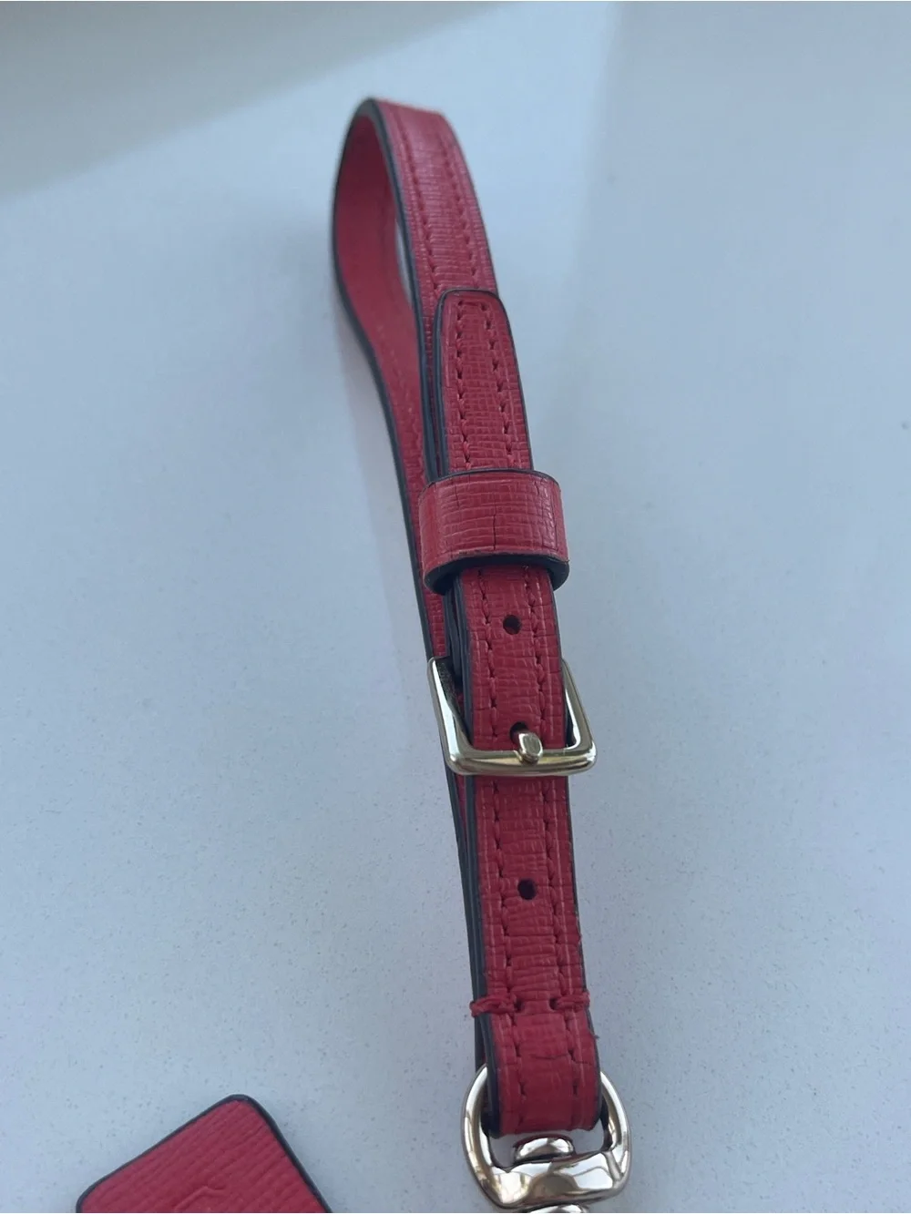 Coach Red Leather Wristlet Strap with Tag and Silver Hardware